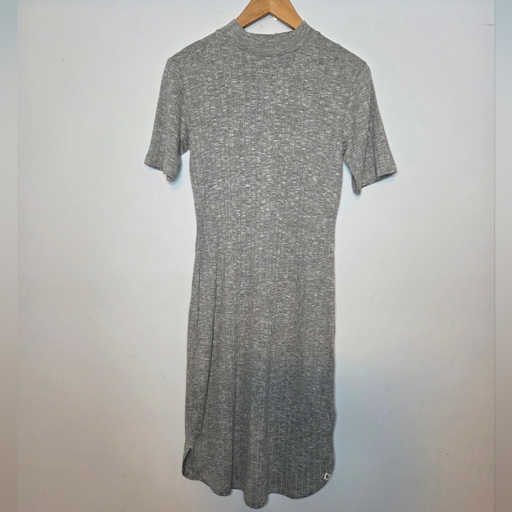 Roots Gray Short Sleeve Ribbed Dress Size XS